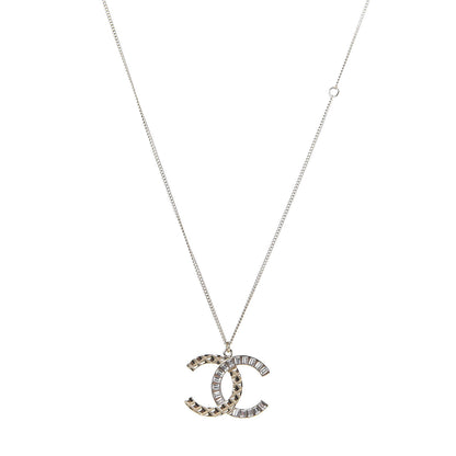 Chanel Baguette Crystal Quilted CC Pendant Necklace Gold 1 of 6
