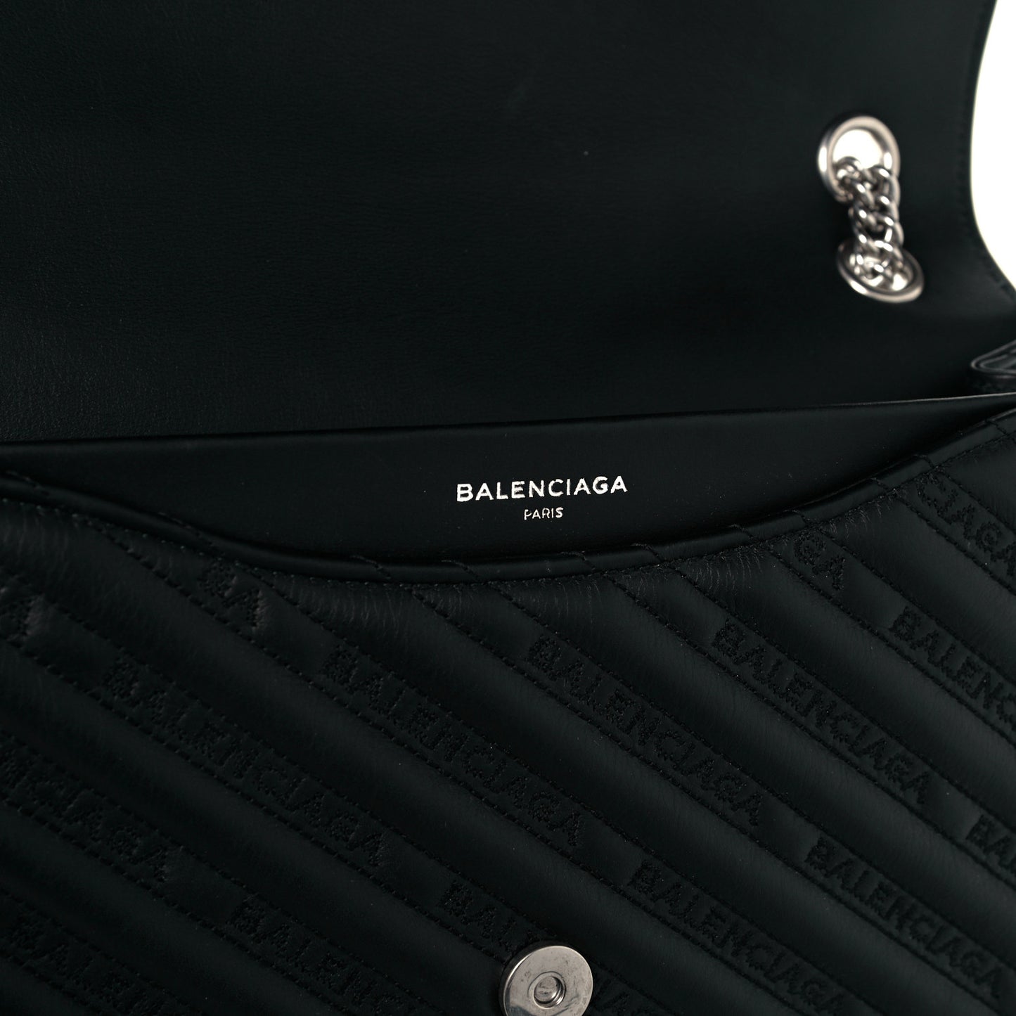 Calfskin Logo Matelasse Large BB Flap Chain Shoulder Bag Black