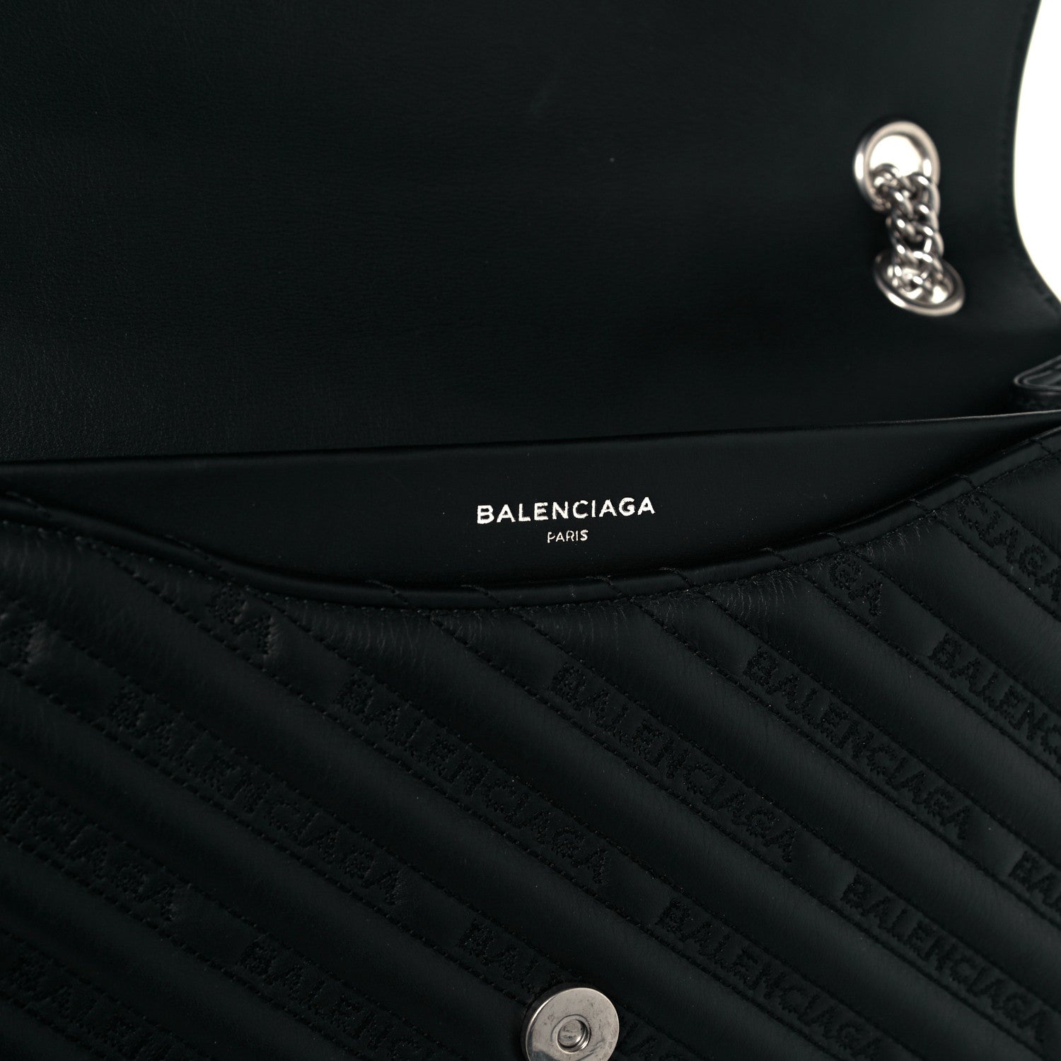 Balenciaga Calfskin Logo Matelasse Large BB Flap Chain Shoulder Bag Black 6 of 10
