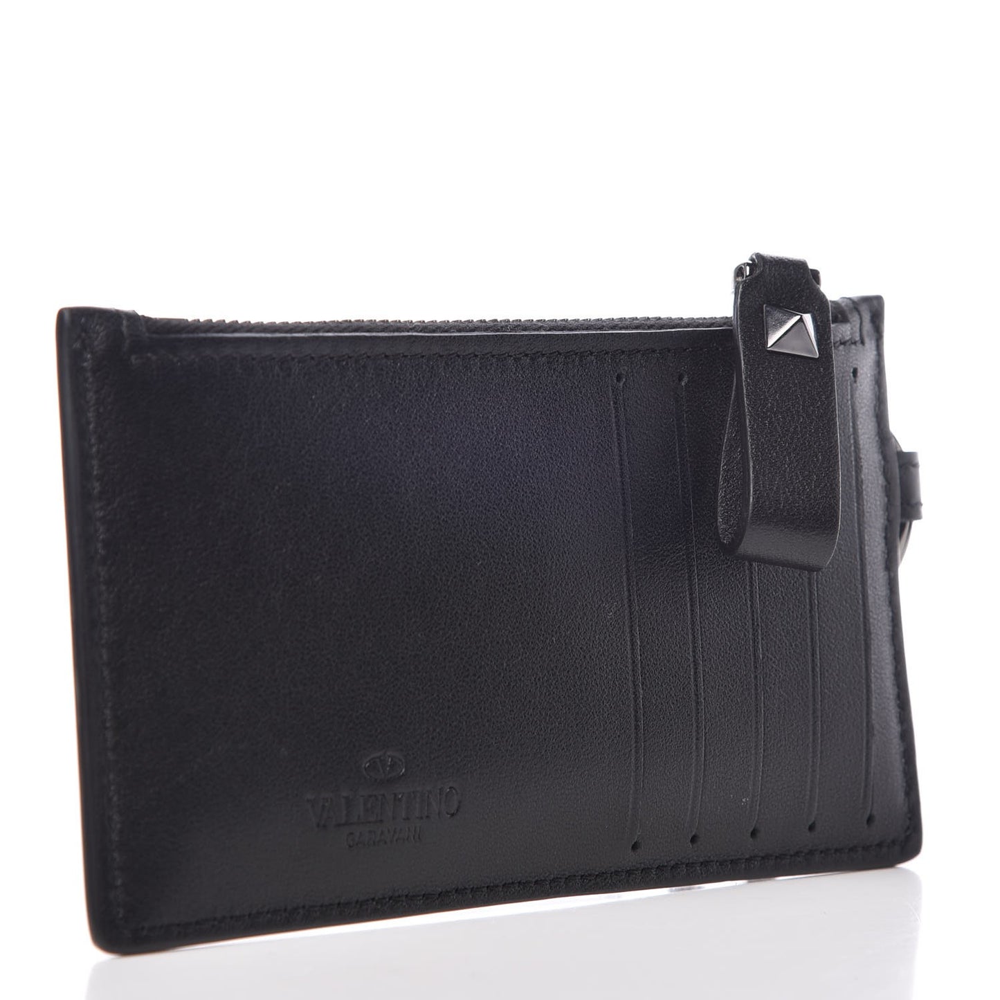 Vitello Rockstud Key Coin Case Card Holder Black