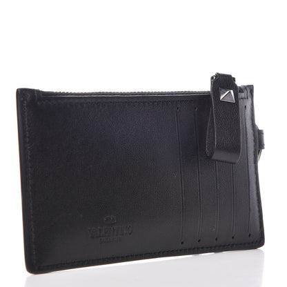 Valentino Garavani Vitello Rockstud Key Coin Case Card Holder Black 3 of 9