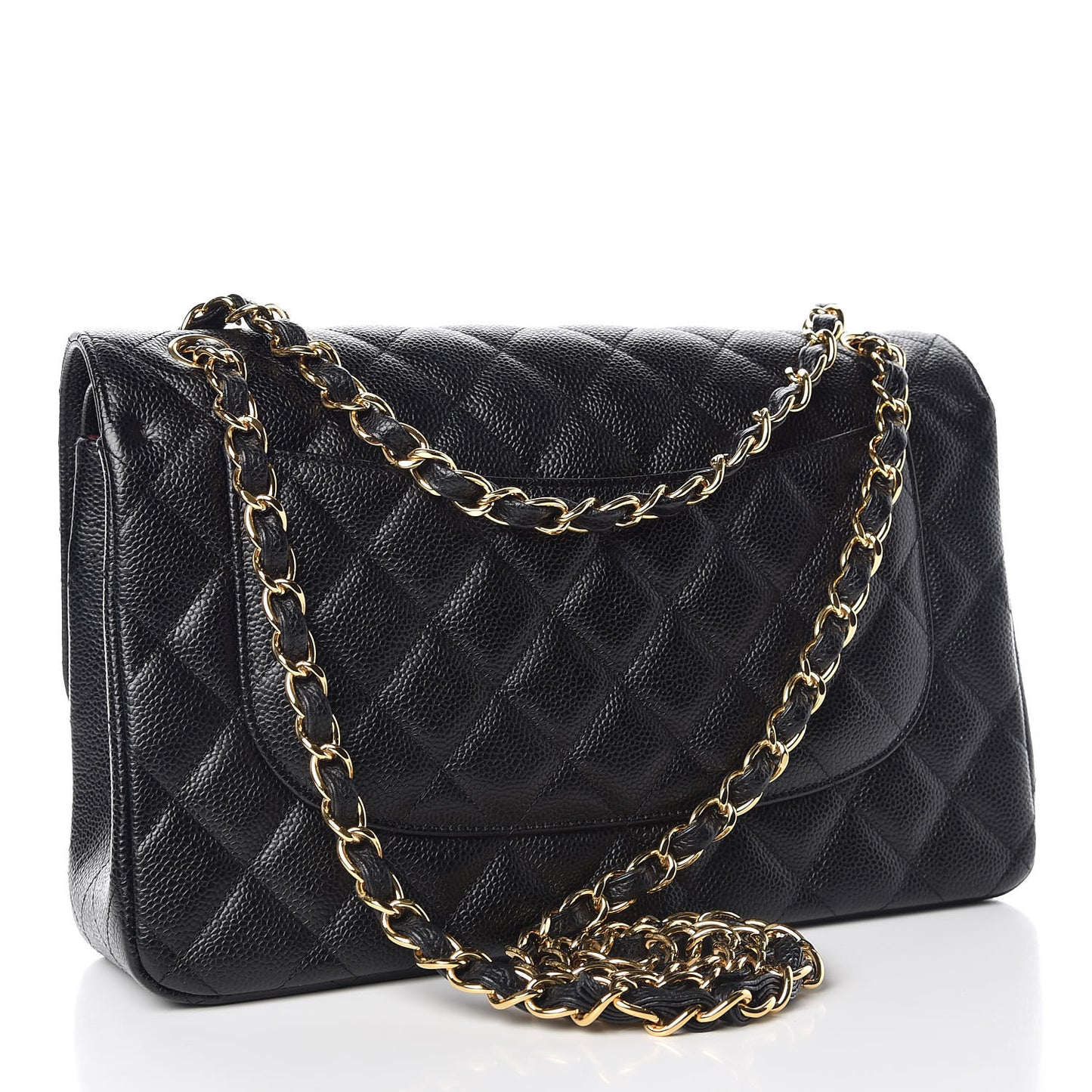 Caviar Quilted Jumbo Double Flap Black