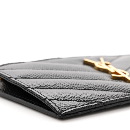 Saint Laurent Monogram Grain de Poudre 5 Fragments Zip Pouch Card Holder Black 8 of 10