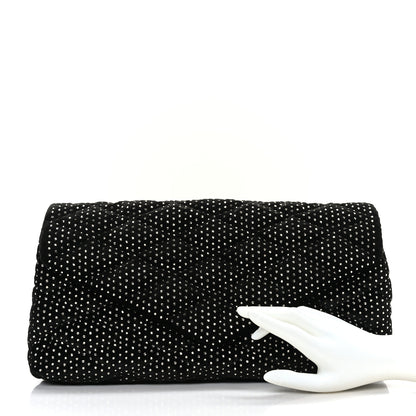 Saint Laurent Velvet Lambskin Quilted Rhinestone Sade Puffer Envelope Clutch Black 2 of 9