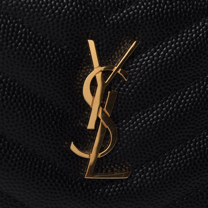 Saint Laurent Grain De Poudre Matelasse Chevron Monogram Fragments Zippered Card Case Black 4 of 4