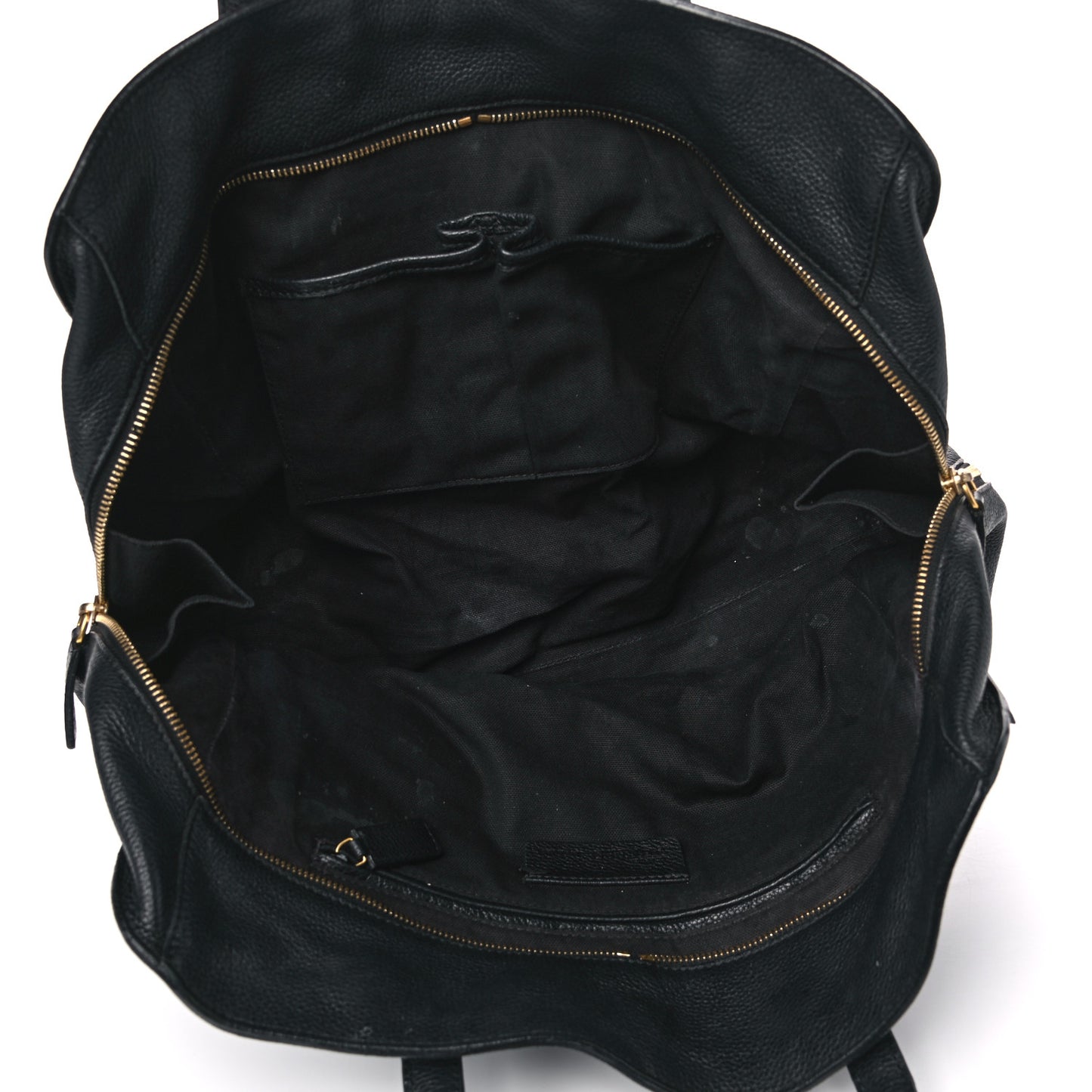 Pebbled Calfskin Large Skull Padlock Zip Around Tote Black