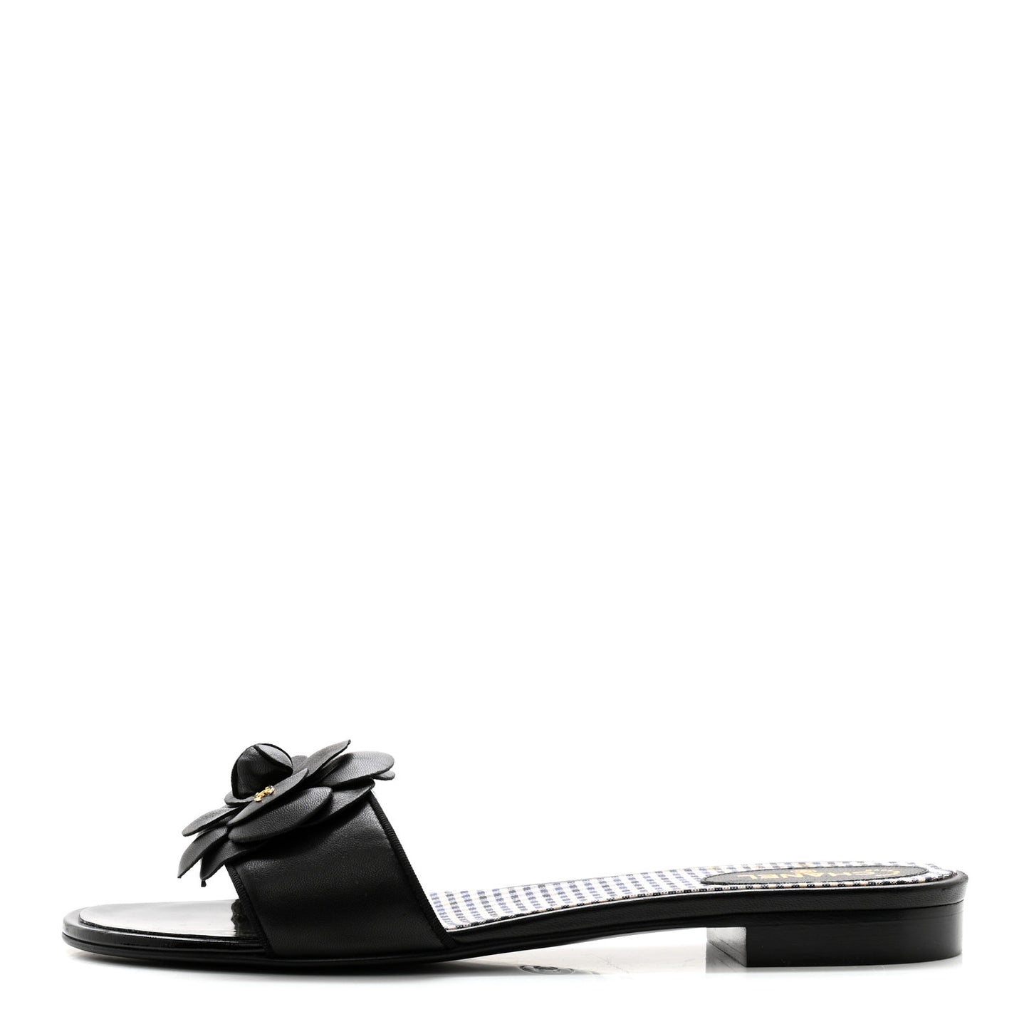 Patent Quilted Camellia Sandal 40 Black