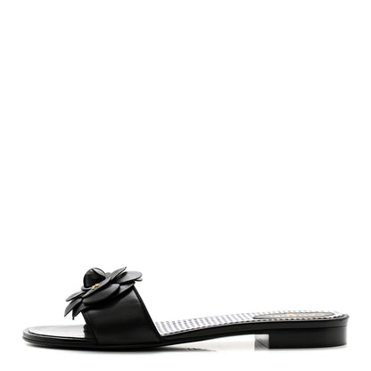 Chanel Patent Quilted Camellia Sandal 40 Black 1 of 10