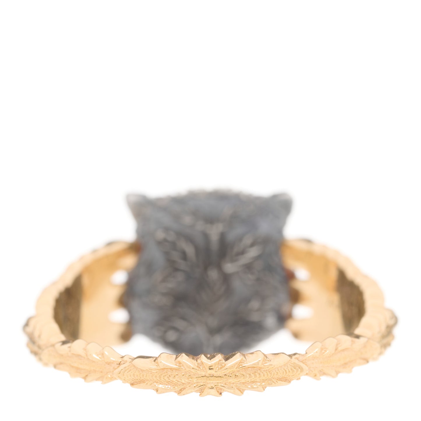 18K Yellow Gold Sterling Silver Pink Sapphire Topaz Mother of Pearl Le Marche Des Merveilles Feline Ring 53 6.25