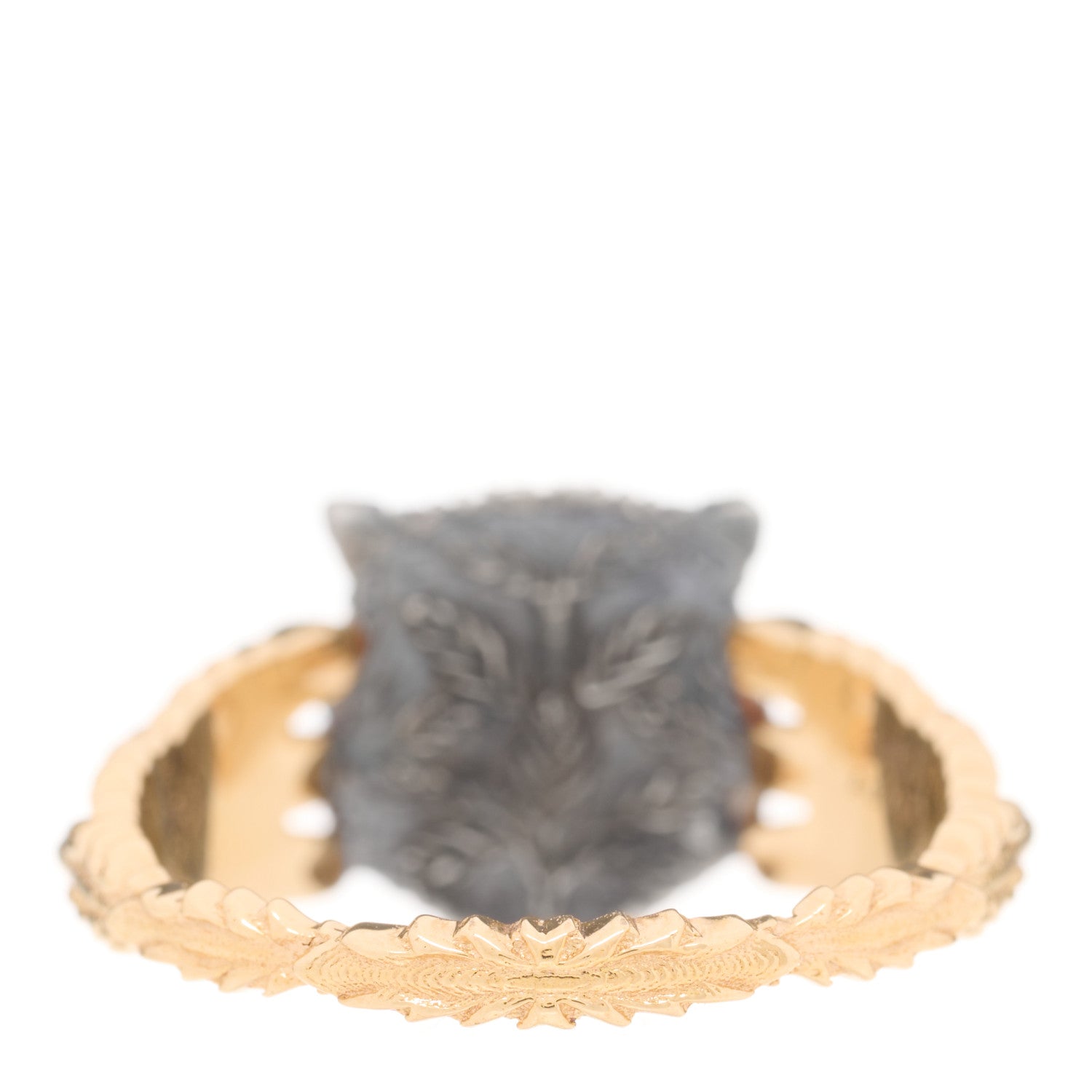 Gucci 18K Yellow Gold Sterling Silver Pink Sapphire Topaz Mother of Pearl Le Marche Des Merveilles Feline Ring 53 6.25 4 of 6