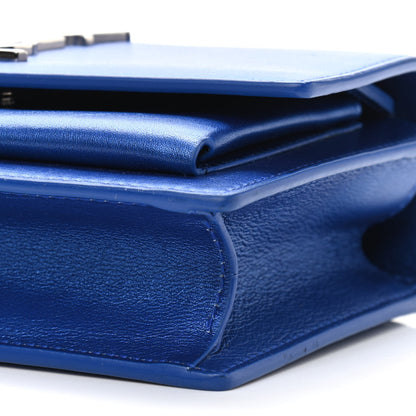 Saint Laurent Metallic Calfskin Monogram Sunset Chain Wallet Blue 10 of 14