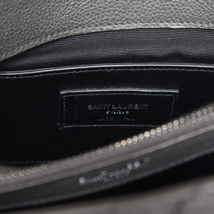 Saint Laurent Sheepskin Matelasse Chevron Monogram Medium College Bag Light Coal 7 of 8