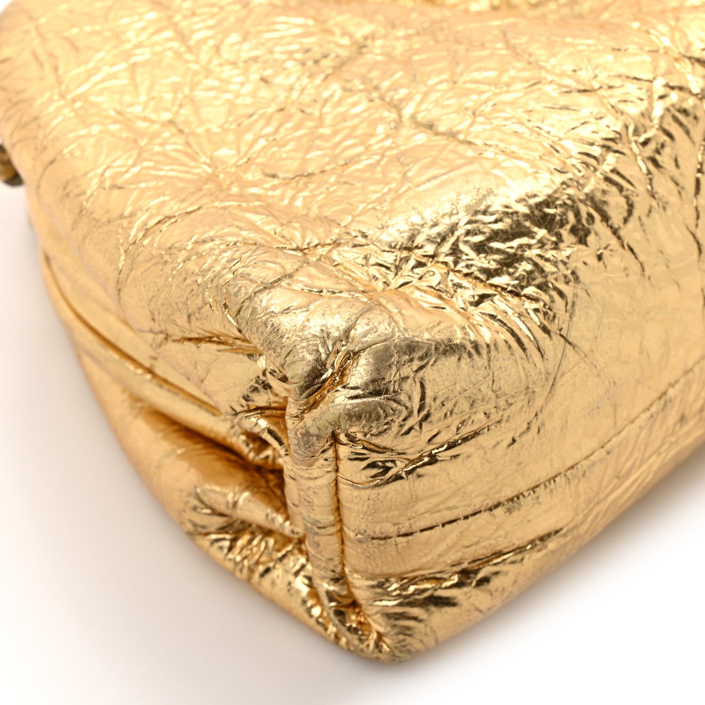 Metallic Crushed Calfskin The Mini Pouch Gold
