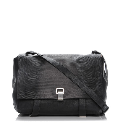Proenza Schouler Calfskin Lizard Embossed Large Courier Bag Black 10 of 18