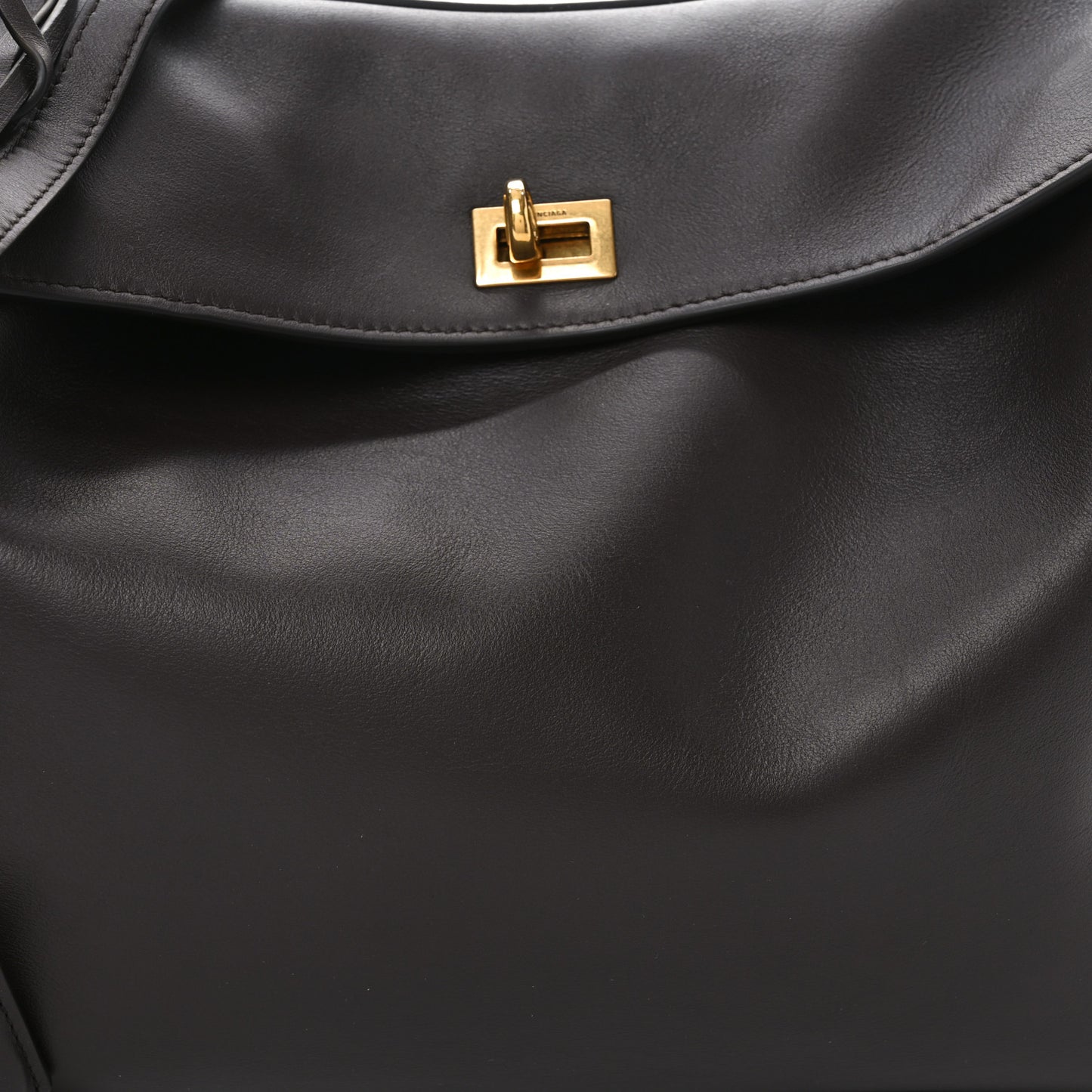 Natural Smooth Calfskin Medium Rodeo Top Handle Handbag Espresso