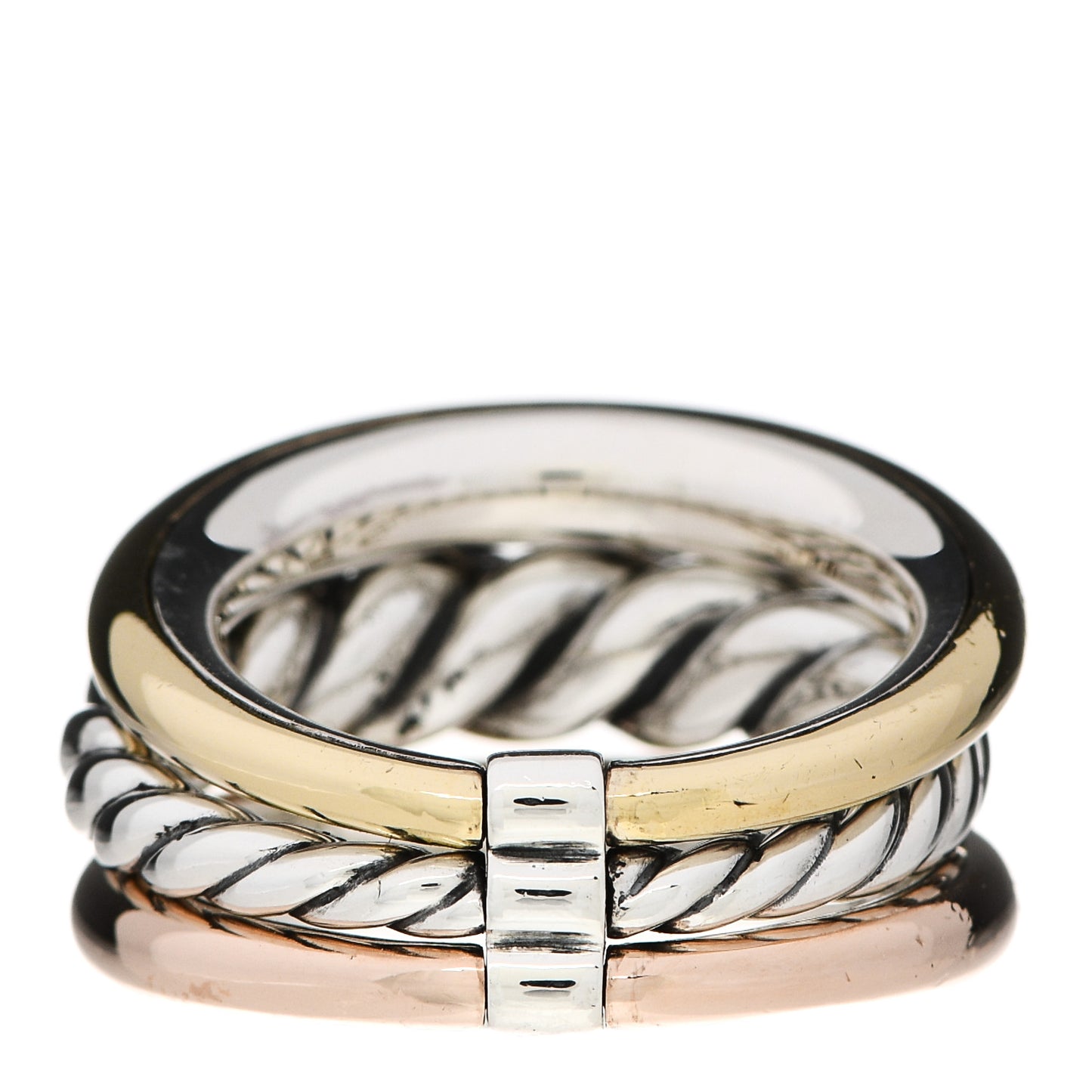 Sterling Silver Bronze Brass Pure Form Three-Row Ring 57 8