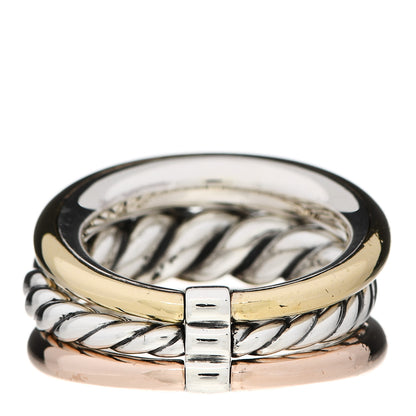 David Yurman Sterling Silver Bronze Brass Pure Form Three-Row Ring 57 8 3 of 4