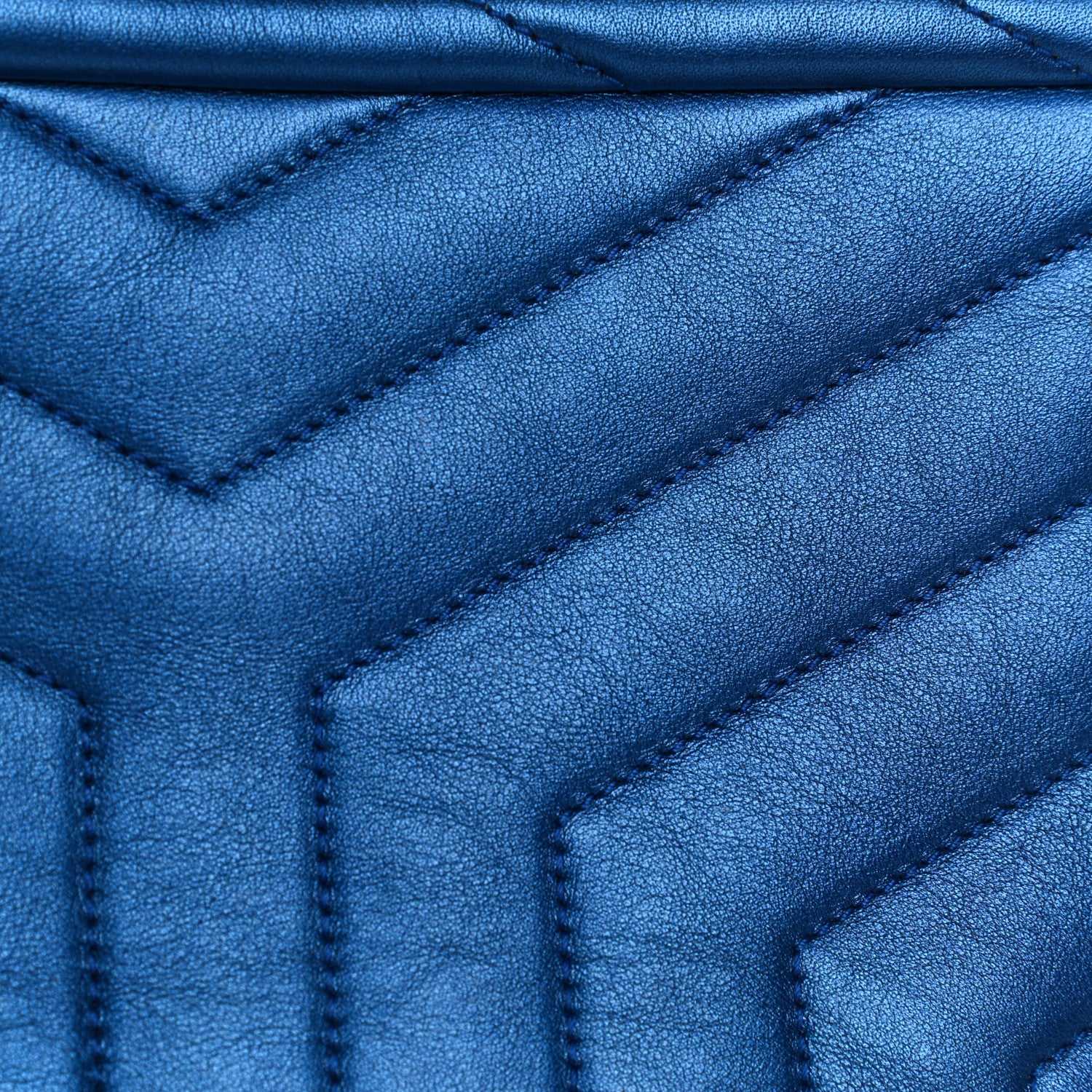 Saint Laurent Metallic Calfskin Y Quilted Monogram Small Loulou Chain Satchel Blue Royal 14 of 18