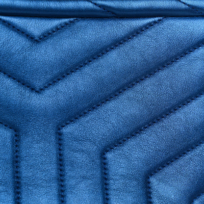 Saint Laurent Metallic Calfskin Y Quilted Monogram Small Loulou Chain Satchel Blue Royal 14 of 18
