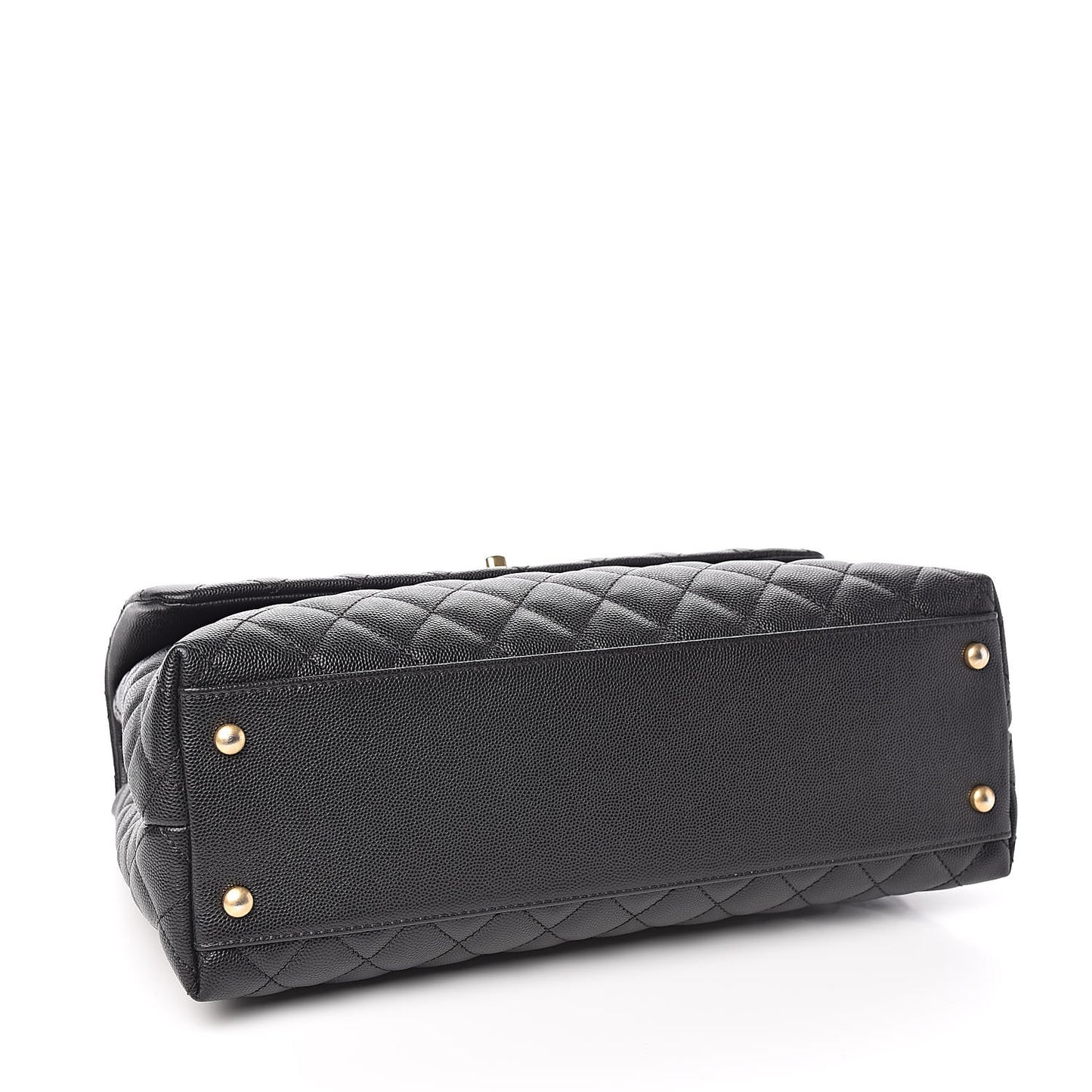 Caviar Lizard Quilted Medium Coco Handle Flap Black