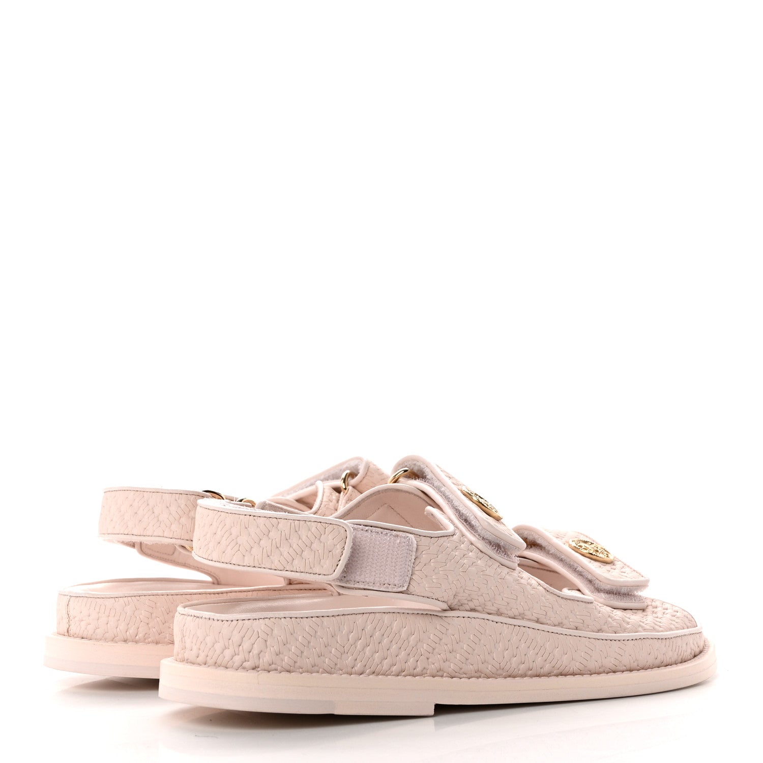 Chanel Calfskin Printed Velcro Dad Sandals 36 Pink 4 of 9