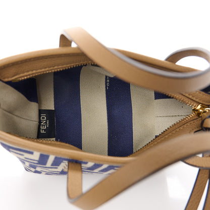 Fendi Fabric Calfskin FF Mini Roll Tote Sand Navy 5 of 11