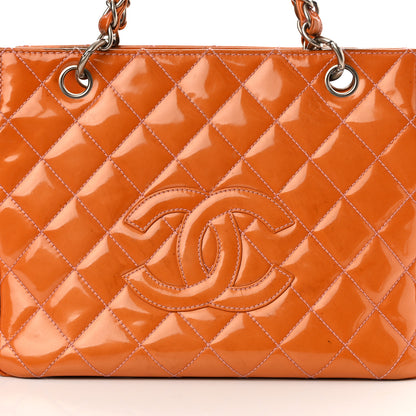 Chanel Patent Quilted Petit Timeless Shopping Tote PTT Orange 9 of 22