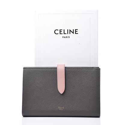 Celine Grained Calfskin Large Multifunction Strap Wallet Grey Vintage Pink 10 of 10