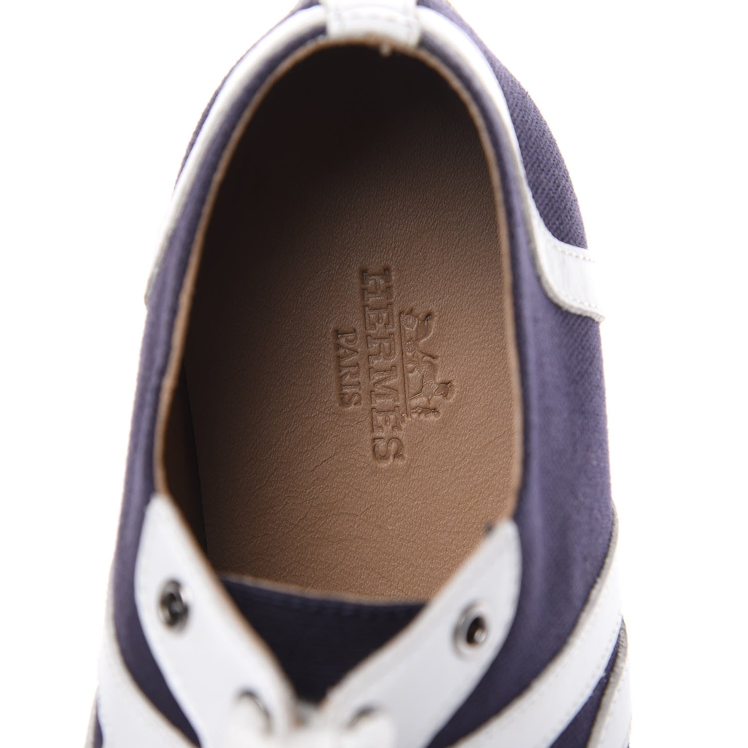Hermes Cotton Calfskin Kool Sneakers 38 Indigo White 7 of 8