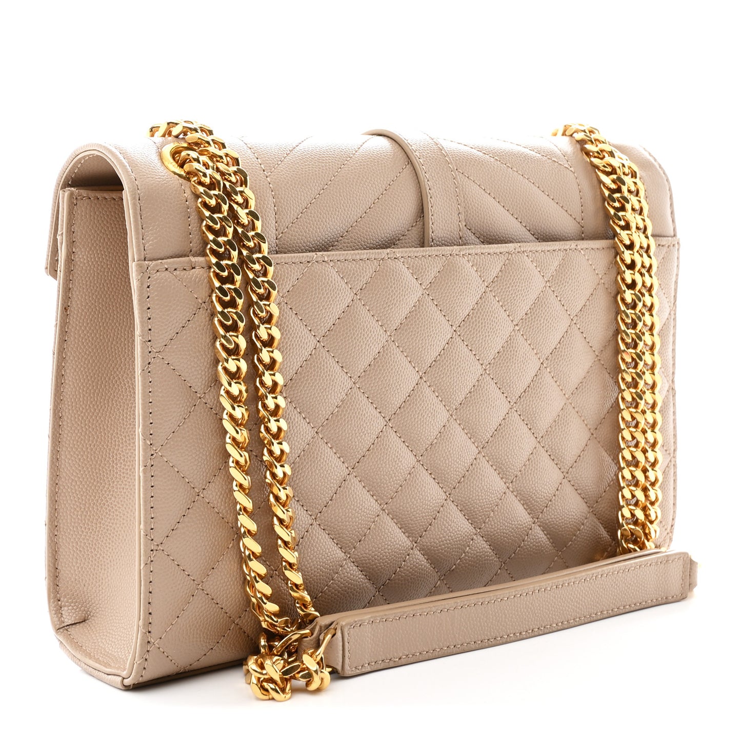 Grain De Poudre Textured Mixed Matelasse Medium Triquilt Monogram Satchel Dark Beige