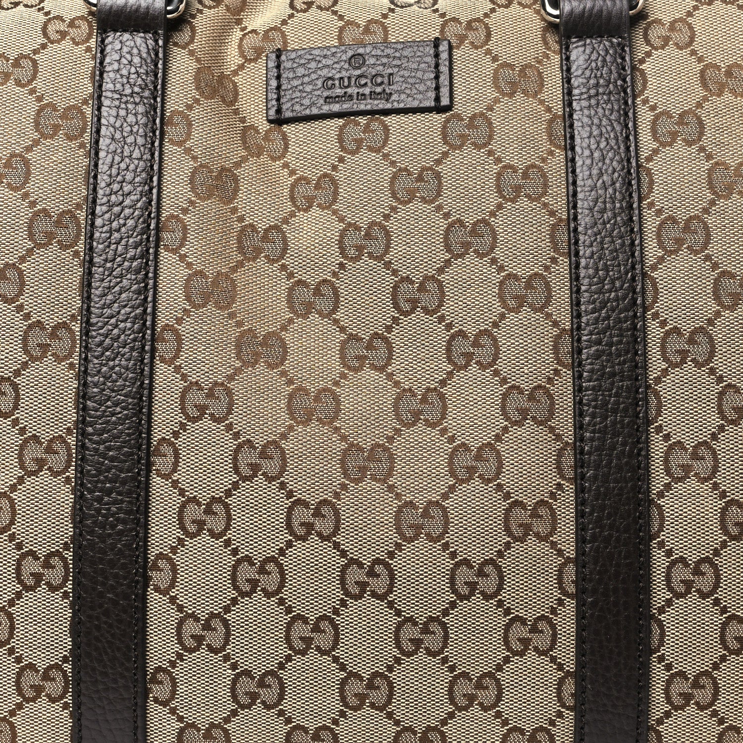 Gucci Monogram Dollar Calfskin Boston Duffle Bag Beige Ebony Testa di Moro Marrone Scuro 7 of 9