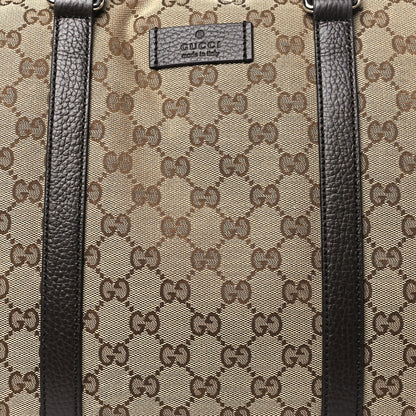Gucci Monogram Dollar Calfskin Boston Duffle Bag Beige Ebony Testa di Moro Marrone Scuro 7 of 9