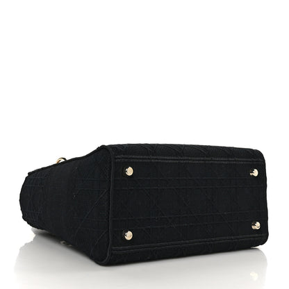 Christian Dior Canvas Embroidered Cannage Medium Lady D-Lite Black 4 of 8