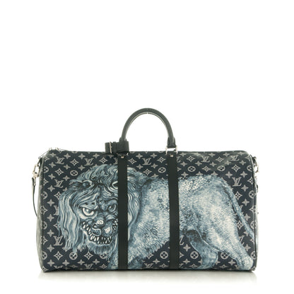 Louis Vuitton Savane Monogram Lion Chapman Keepall Bandouliere 55 Encre 1 of 8