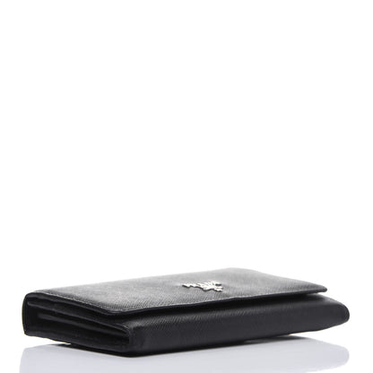 Prada Saffiano Metal Continental Flap Wallet Black 4 of 22