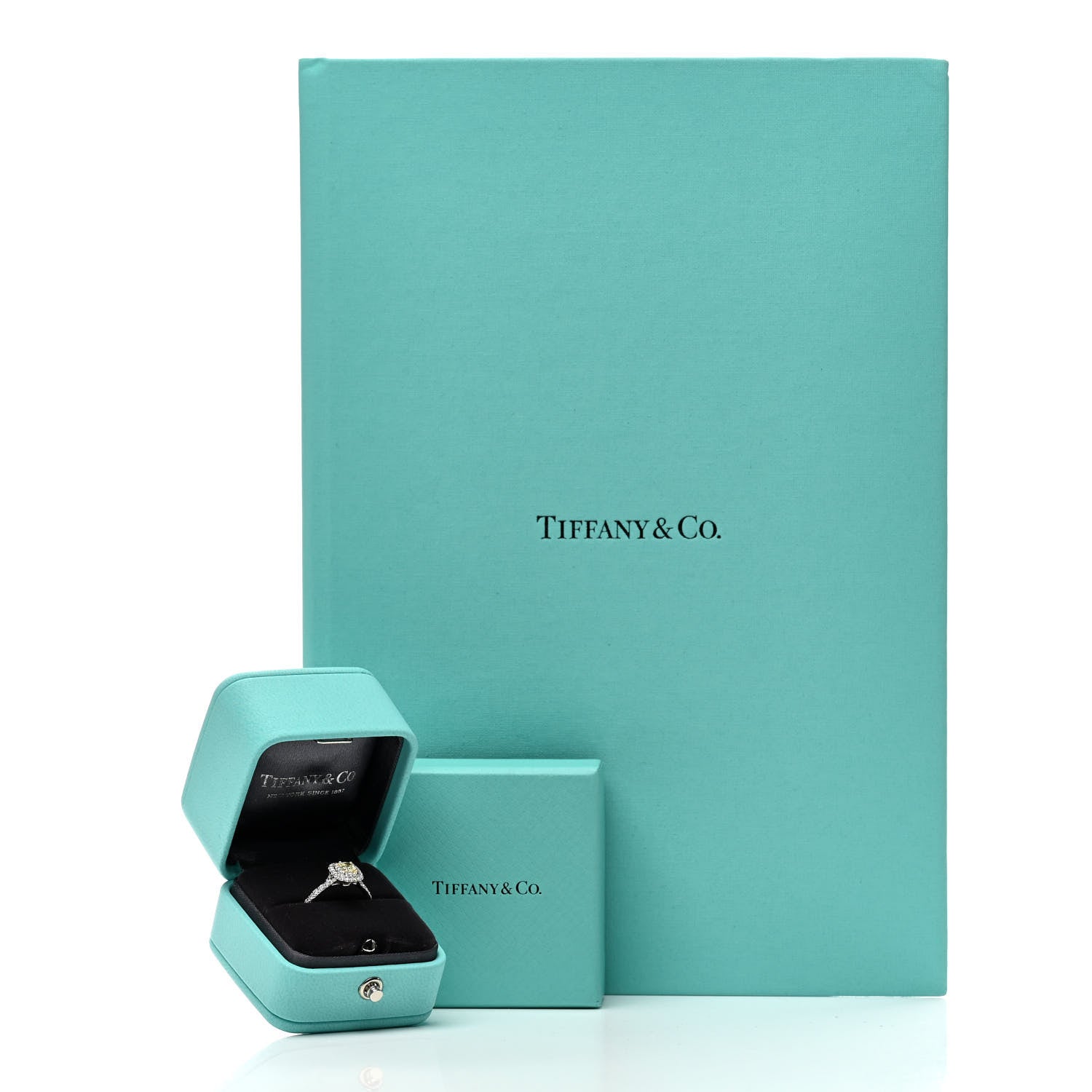 Tiffany Platinum 18K Yellow Gold Fancy Yellow Diamond .26ct Soleste Engagement Ring 51 5.75 7 of 7