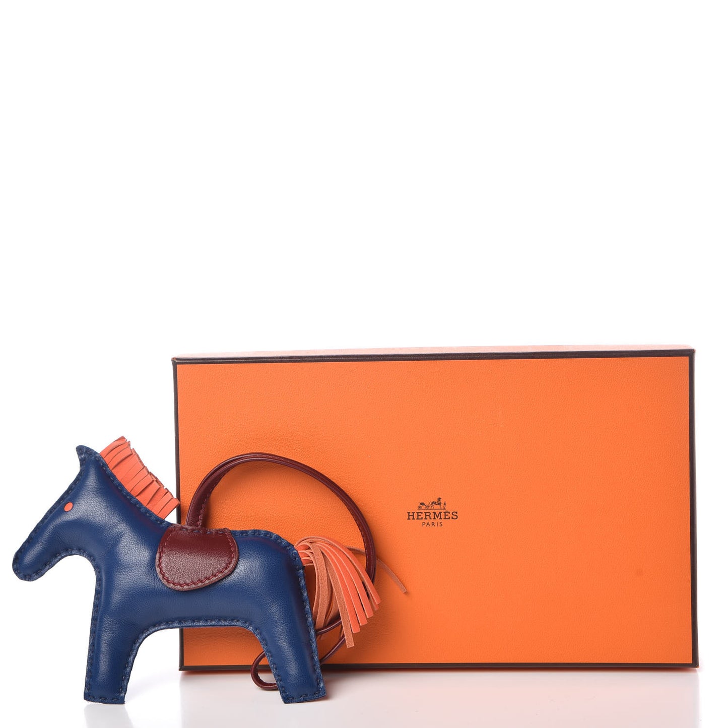 Milo Lambskin Grigri Rodeo Horse Bag Charm MM Bleu de Malte Rouge H Peony
