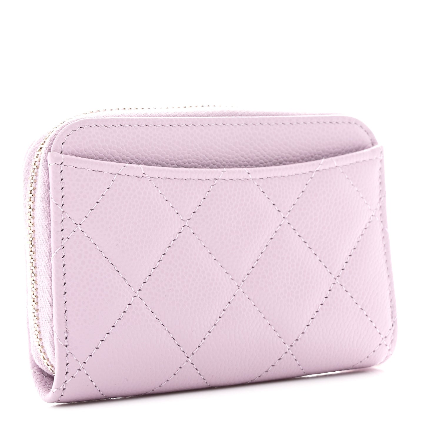Caviar Quilted Zip Coin Purse Light Purple