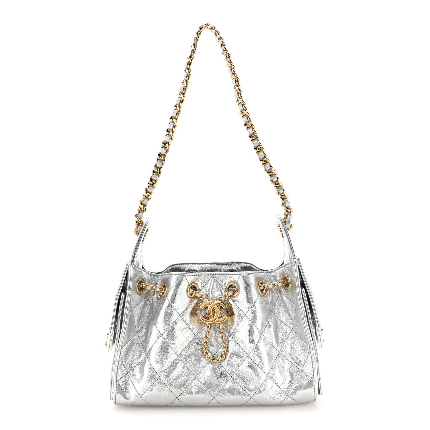 Chanel Metallic Aged Calfskin Quilted Mini Chanel 25 Handbag Silver 1 of 11