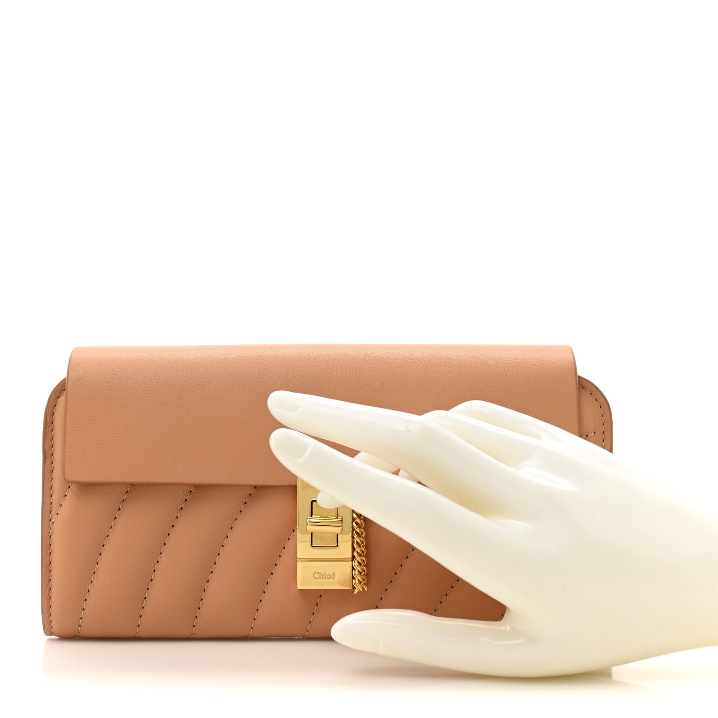 Calfskin Quilted Drew Long Wallet With Flap Blushy Pink