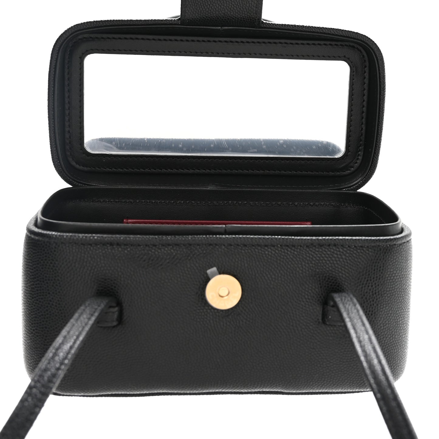 Shiny Caviar Preppy Coco Long Vanity With Strap Black