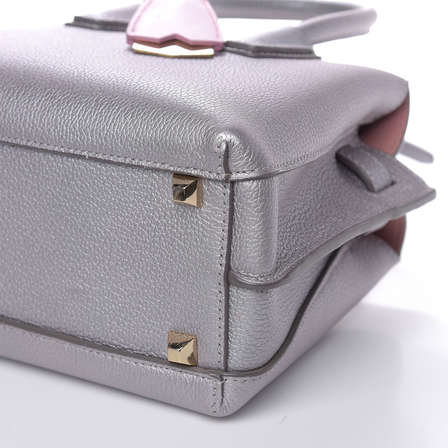 MCM Metallic Grained Calfskin Mini Milla Tote Spike Silver 10 of 13