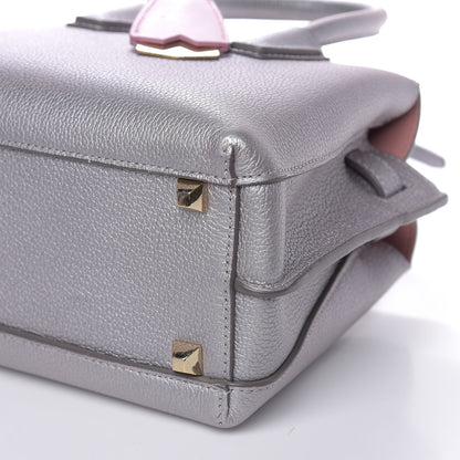 MCM Metallic Grained Calfskin Mini Milla Tote Spike Silver 10 of 13