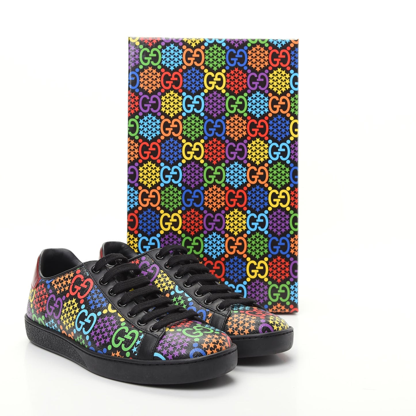 GG Supreme Monogram Psychedelic Sneakers 37 Black Multicolor