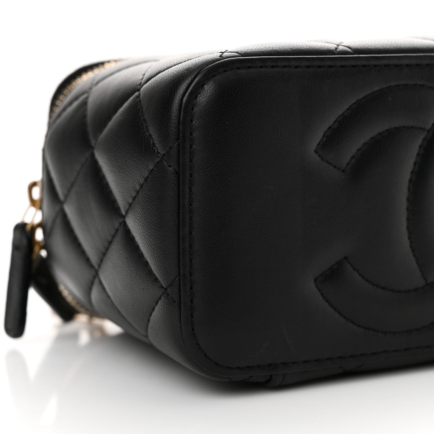 Chanel Lambskin Quilted Sweet Camellia Small Vanity Case With Chain Black 9 of 13