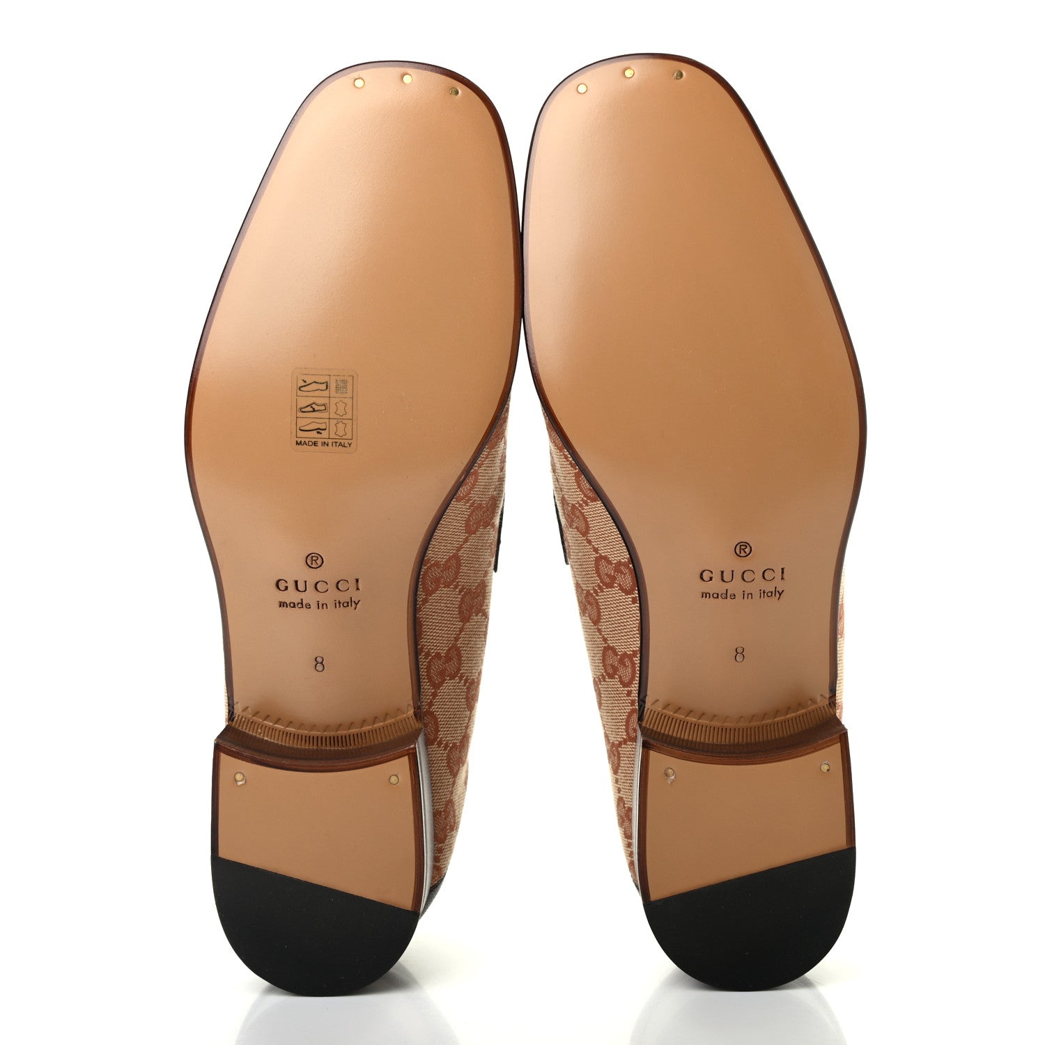 Gucci GG Monogram Goatskin Web Mens Horsebit Loafers 8 Beige Ruggine Light Brown 5 of 8