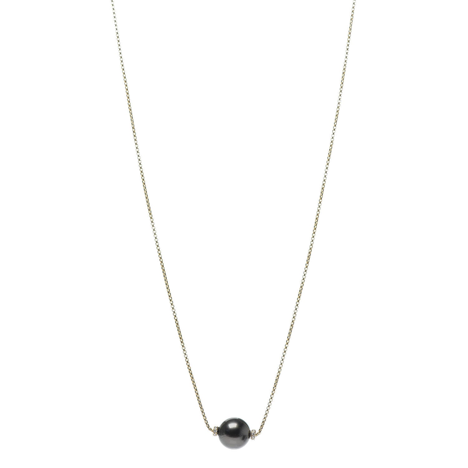 David Yurman 18K Yellow Gold Diamond Tahitian Pearl 12mm Solari Pendant Necklace 1 of 4