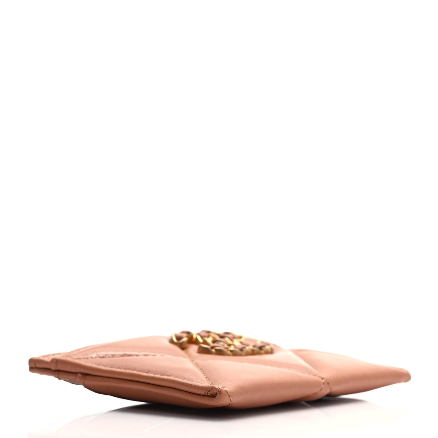 Lambskin Quilted Chanel 19 Card Holder Brown