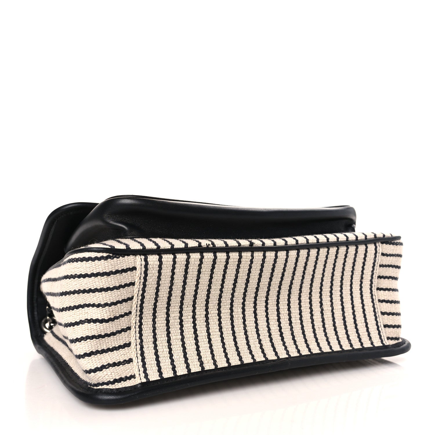Saint Laurent Cotton Canvas Striped Vintage Calfskin Monogram Medium Niki Chain Satchel Beige Black 4 of 8