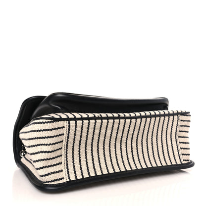 Saint Laurent Cotton Canvas Striped Vintage Calfskin Monogram Medium Niki Chain Satchel Beige Black 4 of 8